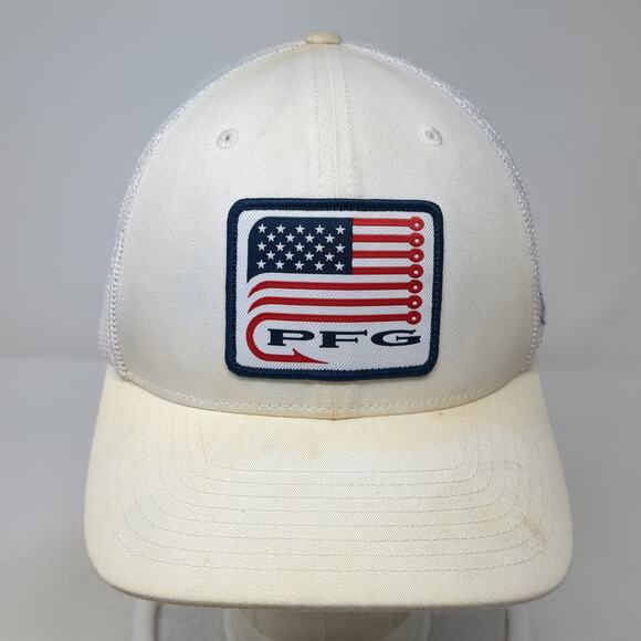 PFG Fitted Mesh Back Trucker Hat White XL Vent Holes Outdoor Columbia - Picture 2 of 9